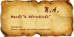 Mazák Afrodité névjegykártya